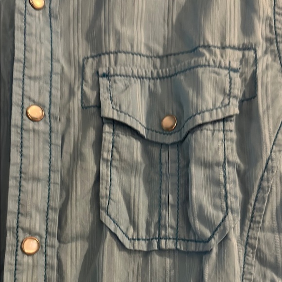 Men's Blue Button-Up Shirt - Picture 3 of 6